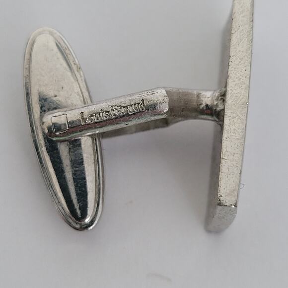 Louis Feraud LF Tie Pin Clip Cufflinks Set Silver Black Tone Designer Rectangle - Picture 6 of 8